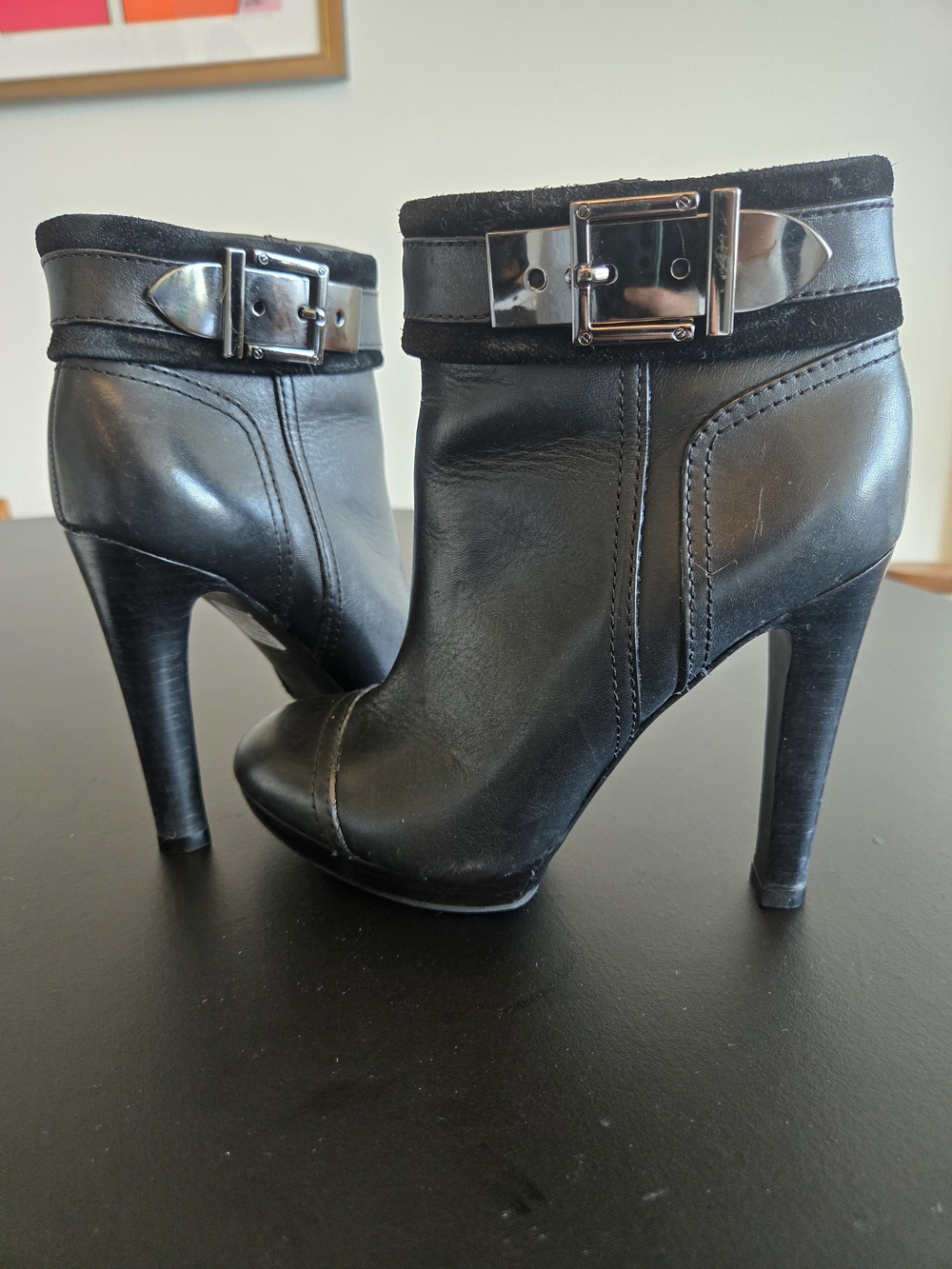 Tory Burch Black Leather Platform Ankle Boots Size 5.5